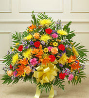 Bright Floor Basket Arrangement.