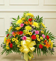 Bright Floor Basket Arrangement.