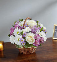 
              Peace, Prayers and Blessing Basket lavender and white
            