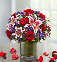 
              Red roses and stargazers with purple fillers same day fresh flowers delivery by local florist near Livermore,Pleasanton , Dublin
            