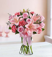 
              Pink roses, asiatic lilies and pink carnations for same day fresh flowers delivery by local florist near Livermore,Pleasanton , Dublin
            