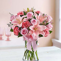 Pink roses, asiatic lilies and pink carnations for same day fresh flowers delivery by local florist near Livermore,Pleasanton , Dublin