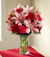 
              Pink lilies with red roses , red carnations and pink alstroemerias same day fresh flowers delivery by local florist near Livermore,Pleasanton , Dublin
            