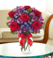 
              Red roses with lavender alstroemerias and purple fillers same day fresh flowers delivery by local florist near Livermore,Pleasanton , Dublin
            