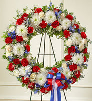 
              Serene Blessings Red, White & Blue Standing Wreath
            